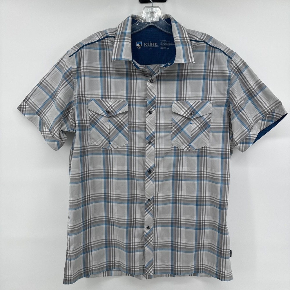 Kuhl Shirt Mens Sz L Pearl Snap Eluxur Front Utility Hiking Camping ~EUC